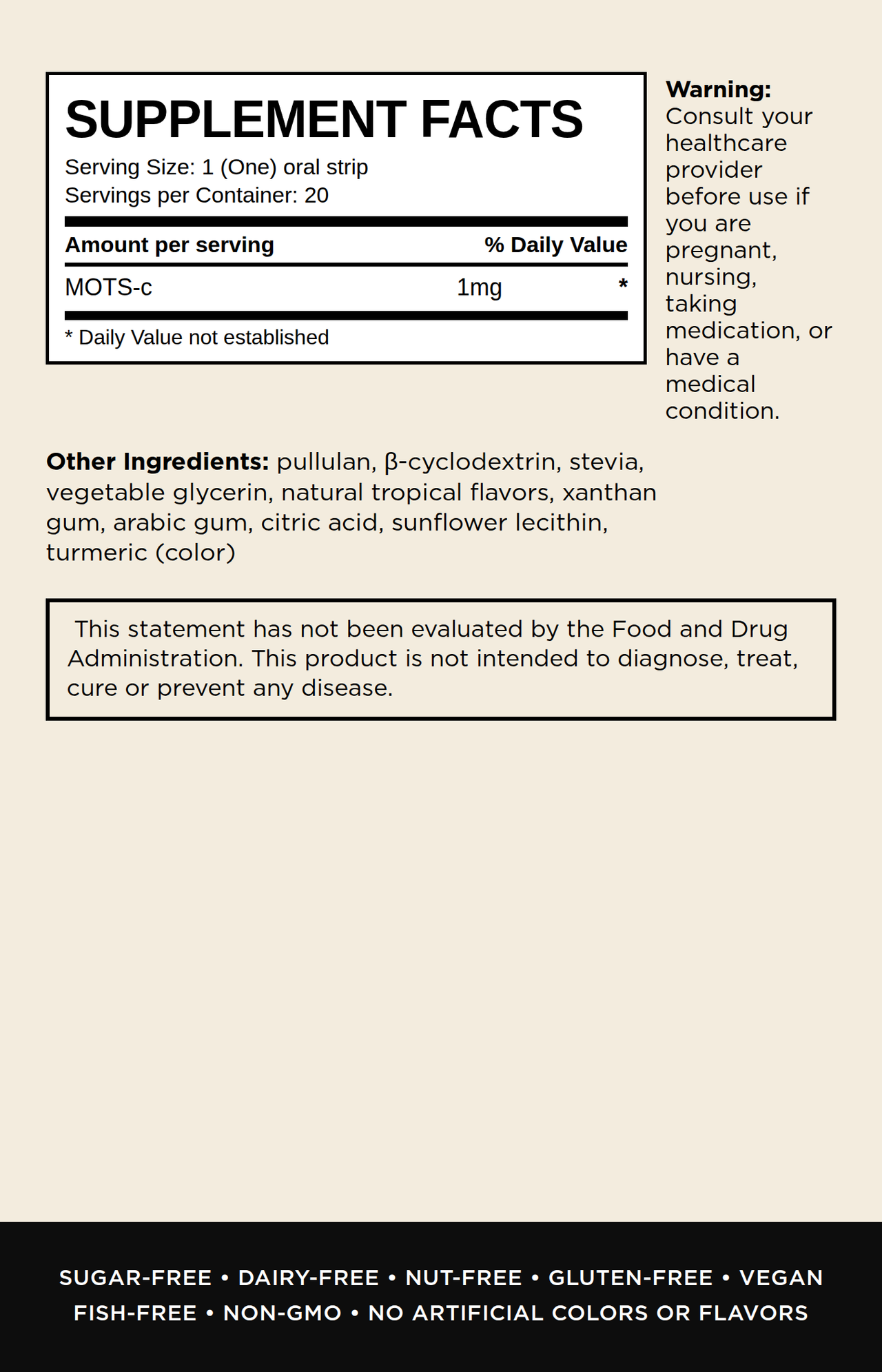 BOOST Supplement Facts panel